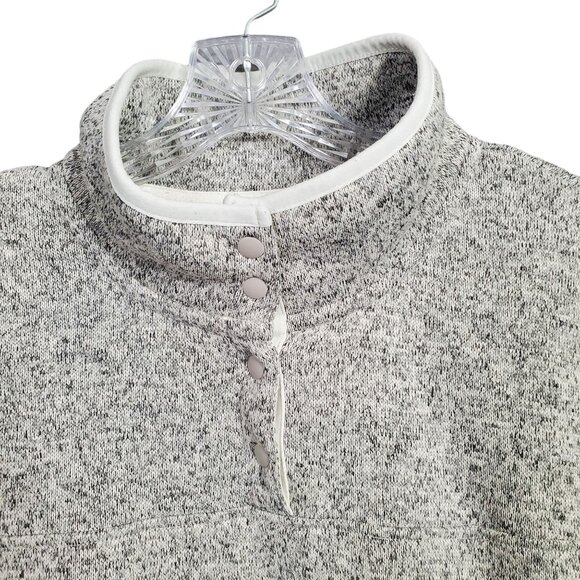 Eddie Bauer Womens XL Gray Henley Snap Button Fleece Lined Pullover Sweater - Picture 6 of 11